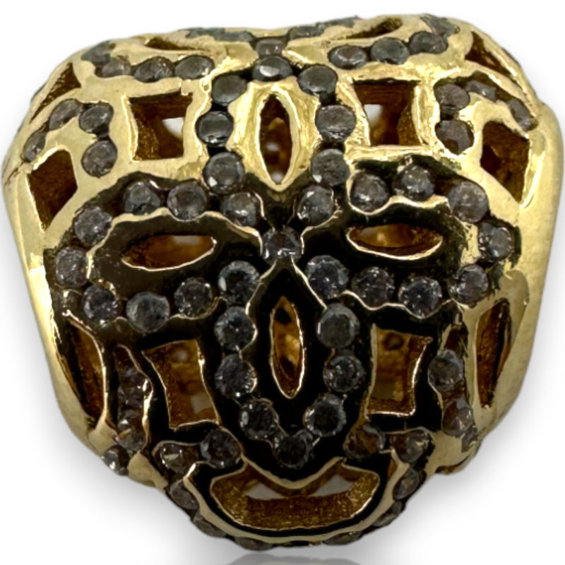 PANDORA 14kt Yellow Gold Retired Love and Appreciation Spacer Charm with CZ Cubic Zirconias Pendant ALE 585