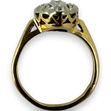 Vintage 1950-70s Victorian Revival 14kt Yellow and White Gold Diamond Navette Ring Size 6.25