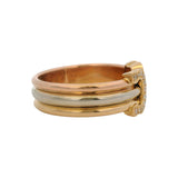 Authentic Vintage 1997 Cartier Tri-Tone 18kt Gold 8mm Double C Wrap Ring Size 7