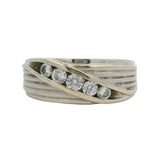 Solid 14kt White Gold Diagonal 0.55ctw Diamond Line Men's 9mm Ring Band Size 10