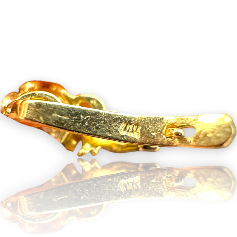 1970s Victorian Revival Solid 14kt White and Yellow Gold Sleeper-Style Cubic Zirconia (CZ) Snap Closure Huggie Earrings