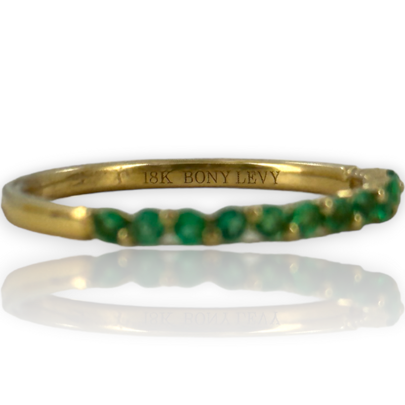 Bony Levy Stackable El Mar Emerald 18KT 750 Yellow Gold Band Ring Size 6.5