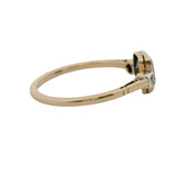 Vintage Handmade 14kt Yellow Gold Sapphire Solitaire Ring With 2 Side Diamonds Size 7.75