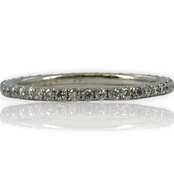 Thin 0.49ctw Diamond Eternity Ring Size 5.5 18kt White Gold Stackable