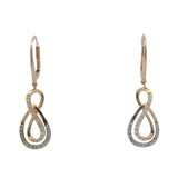 LeVian Solid 14kt Rose Gold and Diamond Ribbon Dangle Leverback Earrings