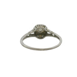 Antique 1920s Art Deco 18kt White Gold and 0.04ct Diamond Solitaire Ring With Geometric Filigree Setting Size 5.25