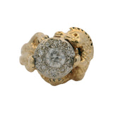 Vintage Solid 14kt Yellow Gold and 0.86ctw Natural Diamond 3D Sculpted Dragon Ring Size 8.5