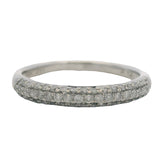 Solid 14kt White Gold and Diamond 0.55ctw Pave Cluster 3mm Stackable Ring Size 7