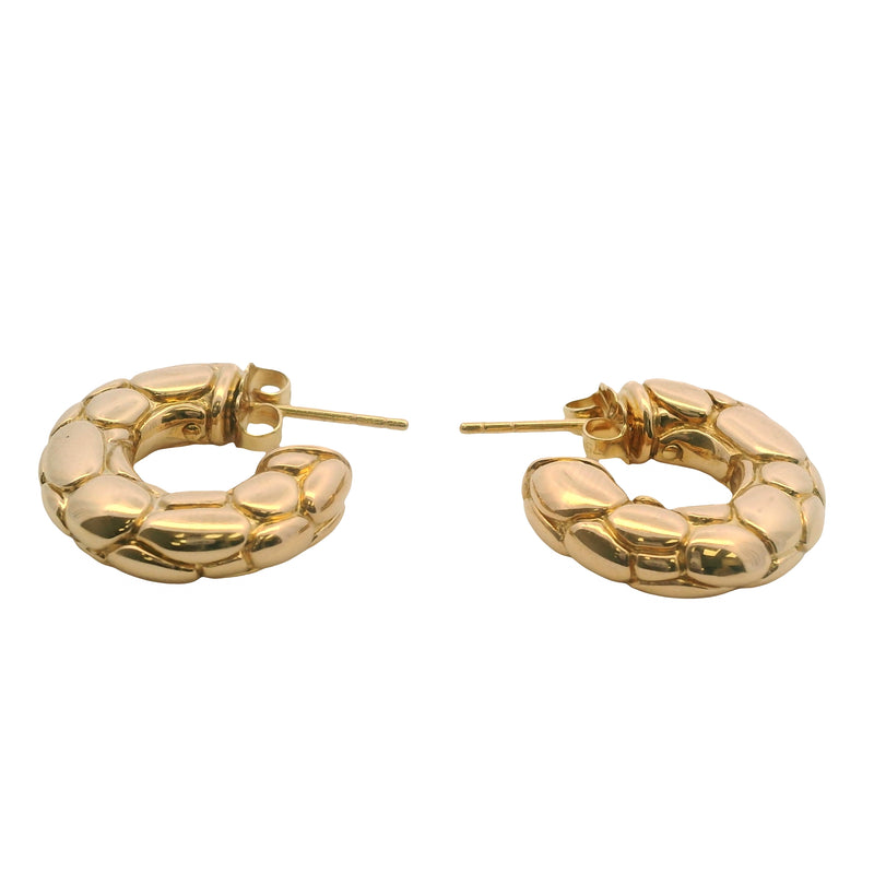 Retired John Hardy Solid 18kt Yellow Gold Kali Pebble Nugget Hoop Earrings