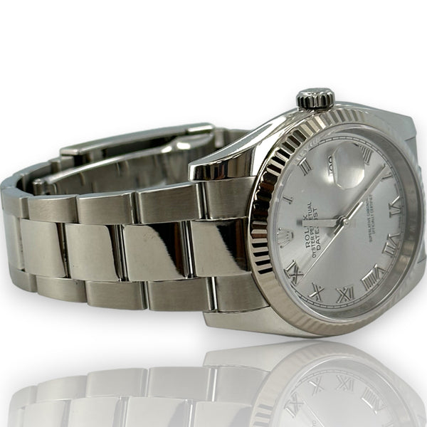 Rolex Datejust 36mm Rhodium Roman Dial 2017 Box Papers Stainless Watch