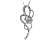 Le Vian Solid 14kt White Gold Aquamarine Diamond Ribbon Crossover Necklace 18"
