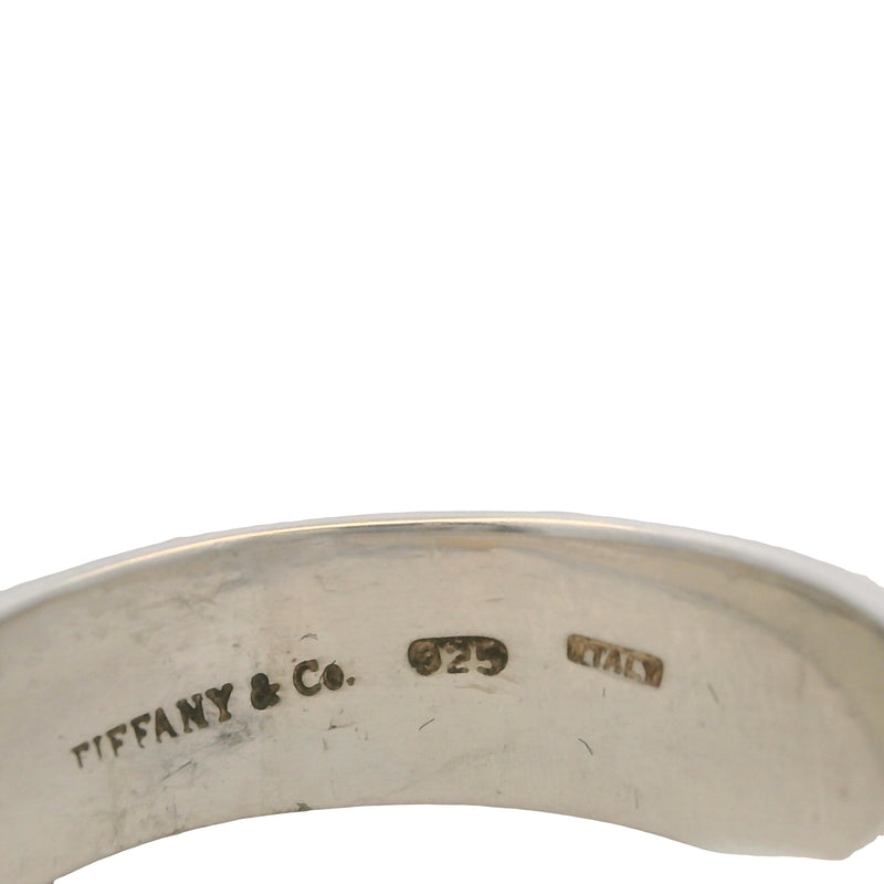 Vintage Tiffany & Co Italy 925 Sterling and 18kt Yellow Gold Circle Buckle Ring Size 7