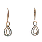 LeVian Solid 14kt Rose Gold and Diamond Ribbon Dangle Leverback Earrings