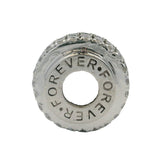 Solid 18kt White Gold and CZ Cubic Zirconia Forever Slider Spacer Bracelet Charm