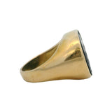 14kt Yellow Gold Wedgewood Porcelain Intaglio Wolf Cougar Wax Seal Ring Size 9.5
