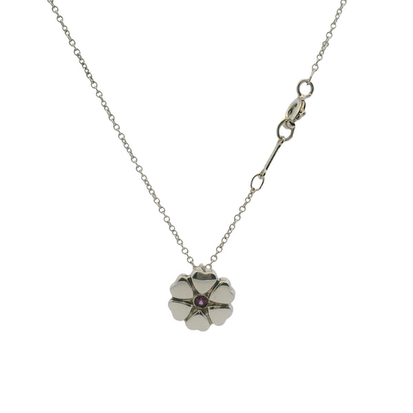 Retired Tiffany & Co Paloma Picasso 925 Crown of Hearts Pink Sapphire Flower Pendant Necklace 16"