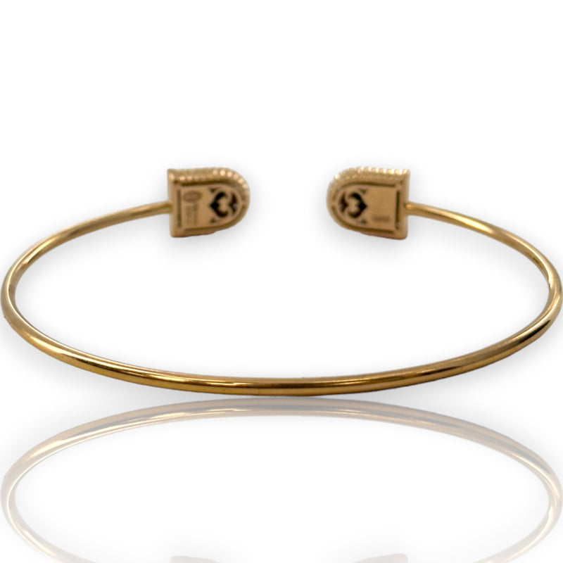 Devji Aurum Malachite and Diamond Thin Flex Cuff Bracelet in 18kt Rose Gold