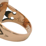 Antique Victorian 1884 Solid 14kt Rose Gold and Closed-Back Rose Cut Diamond Cluster Shield Ring Size 4.75