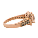 Le Vian Solid 14kt Rose Gold Pink Morganite and Diamond Halo Cocktail Fashion Ring Size 7