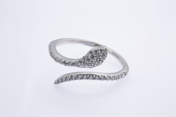Cubic Zirconia Pave Wrap Snake Band 14K 585 White Gold Ring Size 10 1/2
