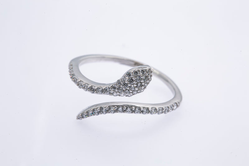 Cubic Zirconia Pave Wrap Snake Band 14K 585 White Gold Ring Size 10 1/2
