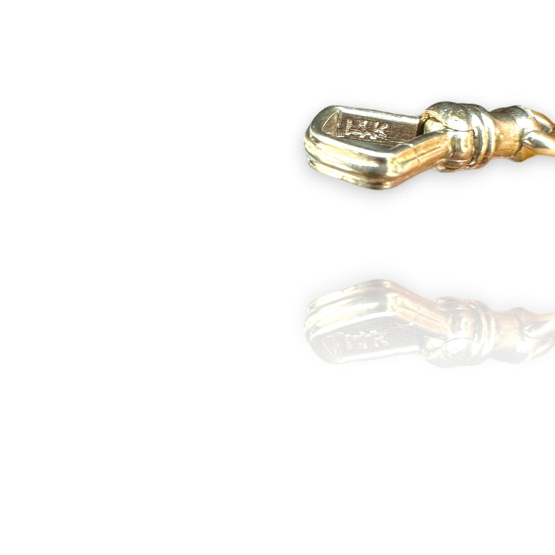 1920s Art Deco National Gold Chain Co 14kt White Gold 14" Pocket Watch Engraved Bar Chain Fob