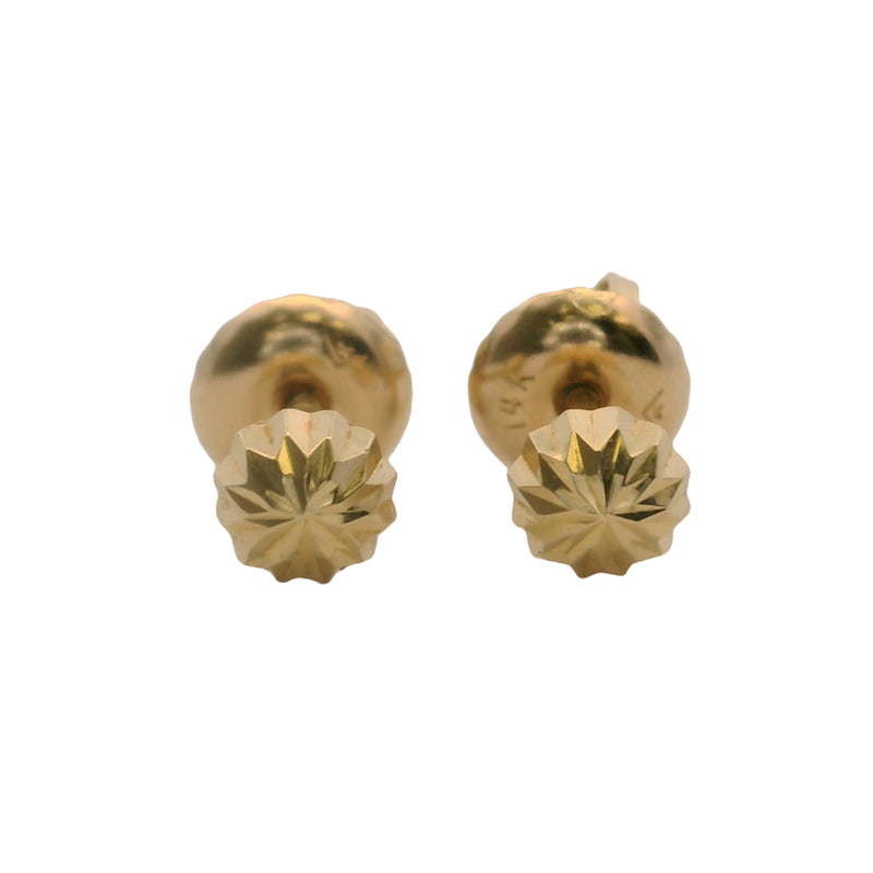 Yellow Gold 4mm Faceted Stud Star Style 14kt 585 Earrings