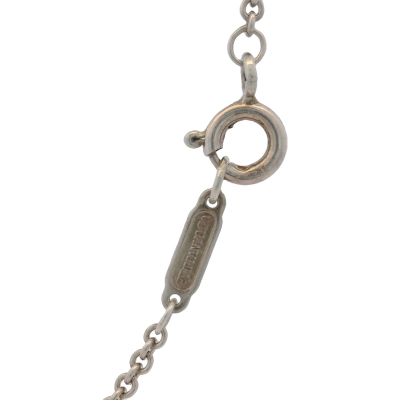 Tiffany & Co 925 Sterling Silver Stencil Puffy Heart Pendant on 16" Chain