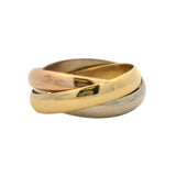 Vintage 80s/90s Cartier Solid 18kt Tri-Tone Gold Trinity Ring Size 5