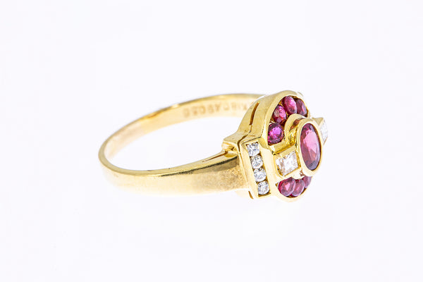 Tourmaline & Diamond Accent Band 18K 750 Yellow Gold Ring Size 8