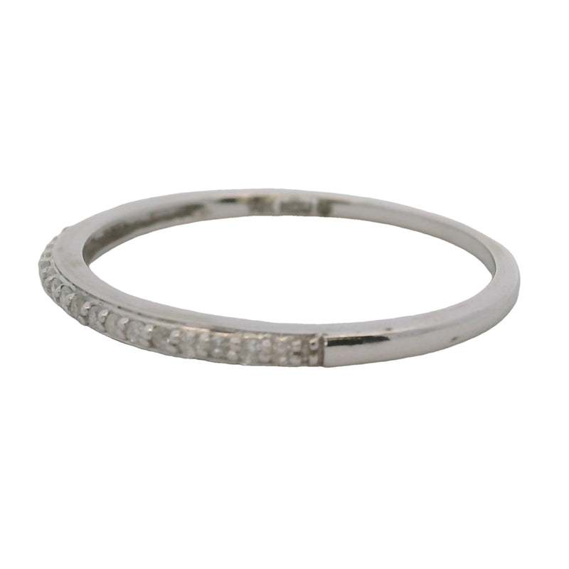 Anillo de boda apilable de oro blanco macizo de 14 kt y diamantes finos de 1,6 mm, talla 7,75