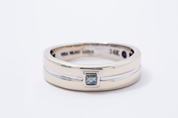 Vera Wang Love Collection Groove 6mm Wedding Band 14K 585 White Gold Ring Size 9