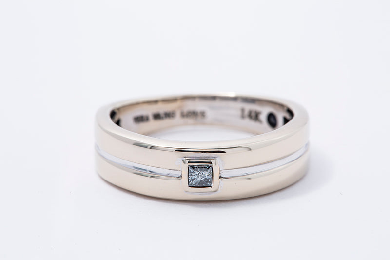 Vera Wang Love Collection Groove 6mm Wedding Band 14K 585 White Gold Ring Size 9