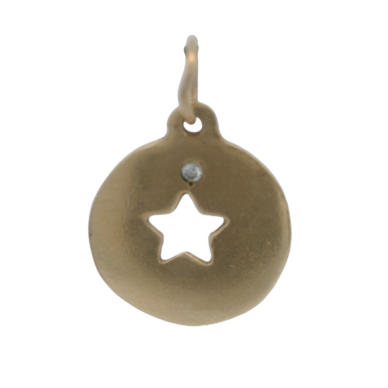 Charm de estrella recortada de oro amarillo de 14 kt de Helen Ficalora con colgante de diamante