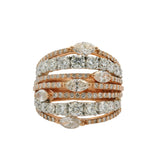 Zen Diamonds 18kt Rose White Gold 3.56ctw Diamond Cluster Multi-Band Ring Size 8
