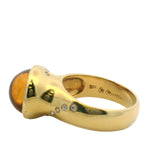 Vintage Susan Sadler Solid 18kt Yellow Gold Cabochon Citrine and Diamond Cocktail Ring Size 7