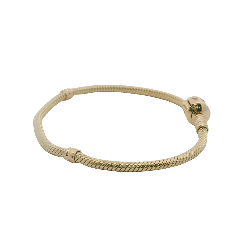 Pandora Moments 14kt Yellow Gold Snake Chain 7.25" Charm Bracelet with Cylinder Clasp