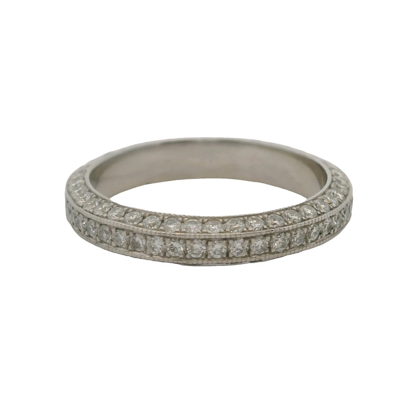 Vintage Platinum and 1.3ctw Diamond 3-Sided Eternity Band Wedding Stackable Ring Size 5.75