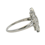 Antique 1930s Solid 900 Platinum and 0.39ctw Diamond Cluster 18mm Wide Dinner Shield Ring Size 7.5