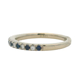Vera Wang Love Solid 14kt White Gold Band Sapphire and Diamond Ring Size 6