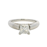 Solid 14kt White Gold and 1.08ct Princess Cut Diamond Solitaire IGI Certified Engagement Ring Size 6