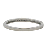 Solid 14kt White Gold and Diamond Thin 2mm Wide Half-Eternity Dainty Band Ring Size 7