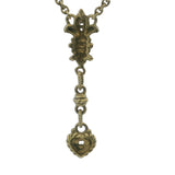 Solid 18kt Yellow Gold and Diamond Fleur-de-lis Heart Drop Pendant 15" Knots Necklace