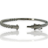 Shy Creation 14kt White Gold and Diamond Hinged Bangle with Mini Halos and Double Safety Clasp