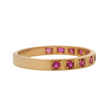 Vintage 14kt Yellow Gold Lab Ruby Gemstone Geometric Band Stackable Ring Size 8
