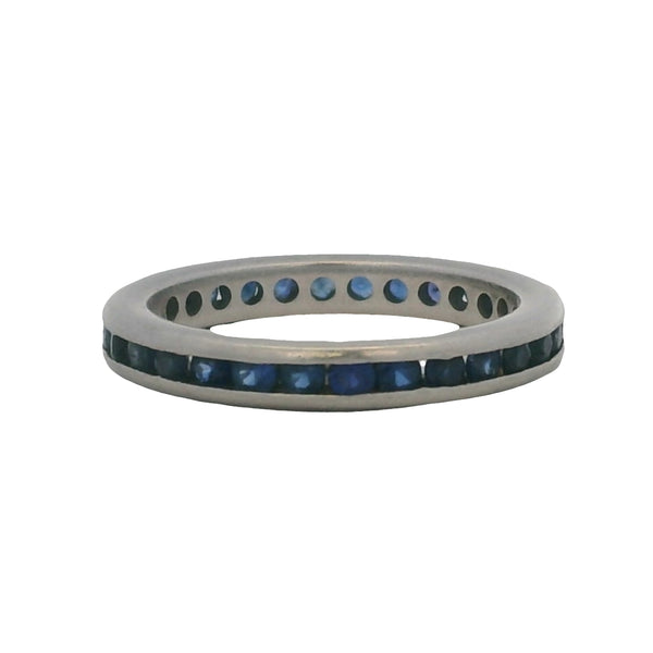 Vintage Solid Platinum Eternity Channel Set Sapphire 3mm Band Ring Size 6.5
