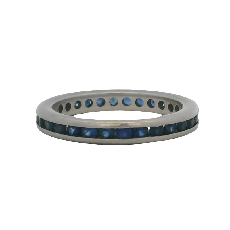 Vintage Solid Platinum Eternity Channel Set Sapphire 3mm Band Ring Size 6.5
