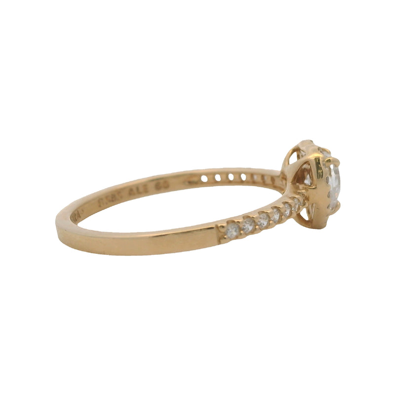 Pandora Solid 14kt Yellow Gold and Cubic Zirconia Elevated Heart Ring Size 9