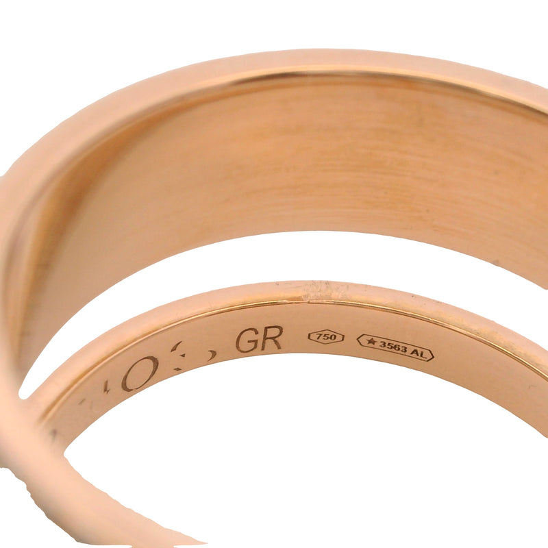 REPOSSI Retired Solid 18kt Rose Gold and Diamond Technical Berbere Double Band Ring Size 7.75