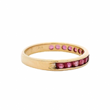 Solid 14kt Yellow Gold and Natural Ruby Half-Eternity Channel-Set 3mm Stacking Band Size 5.5
